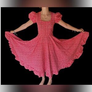 Vintage homemade 40s Red with white Polka Dots Women's Dress